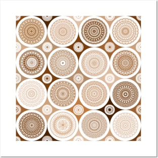 repeating pattern with boho style circles, brown color Posters and Art